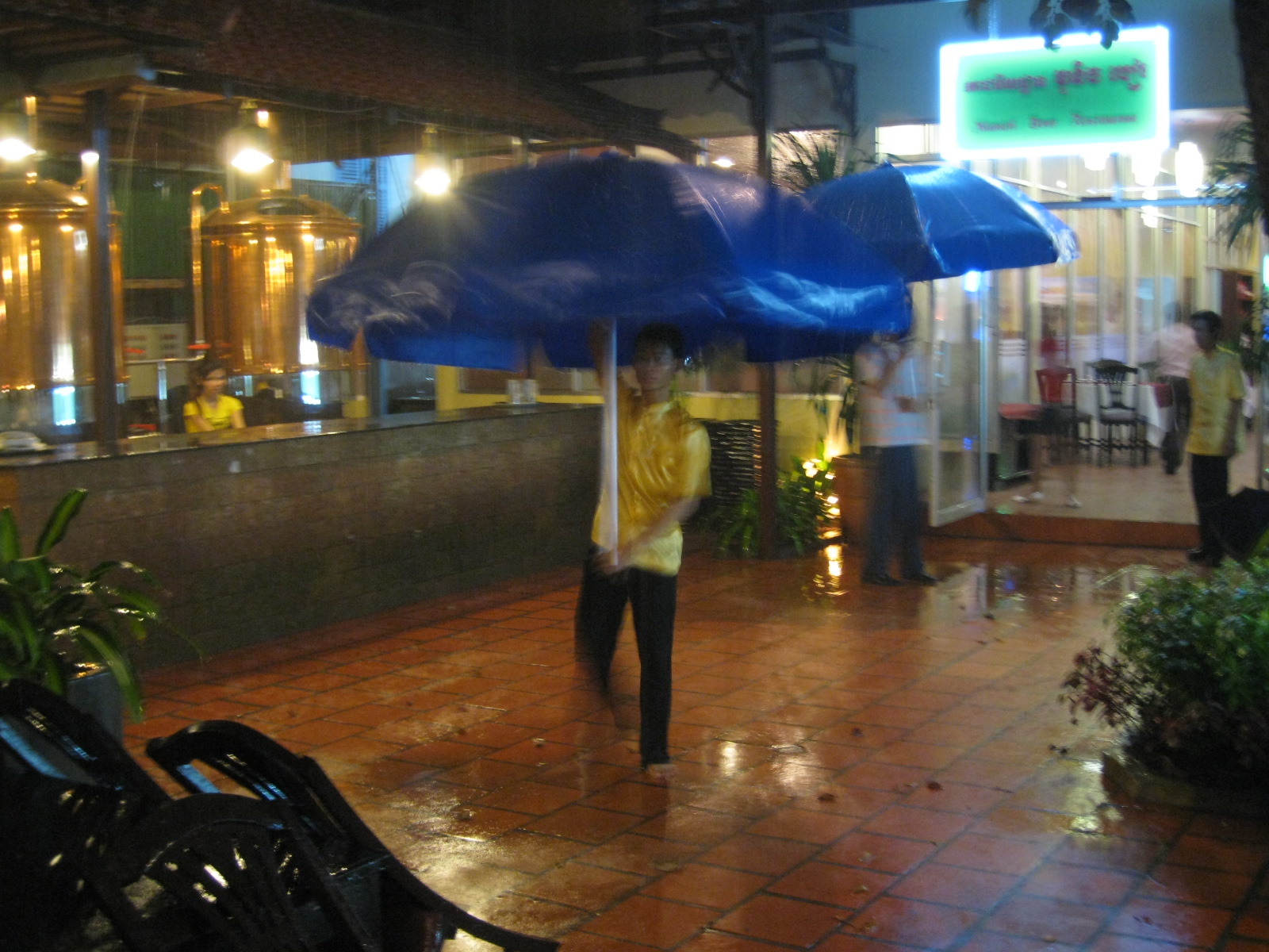 Multi-purpose table umbrellas, I knew I should've packed one.