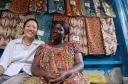 Hanging out at a cloth stall in the Kumasi Market